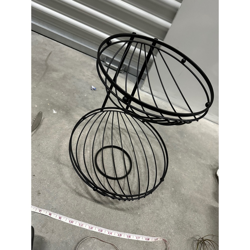 Goth 2 Tier Black Wire Fruit Basket Minimalist Kitchen Countertop Organizer